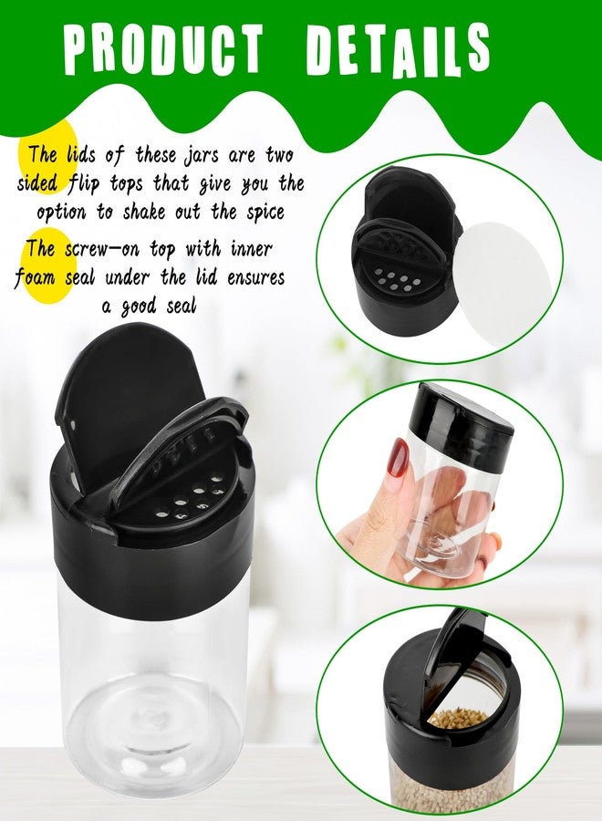 Conagel 36 Pack 4 oz Mini Plastic Spice Jars with Black Flip Cap Clear Empty Spice Bottles Seasoning Bottles Round Food Safe Storage Containers for Kitchen Storing Powder Spice Containers - Image 3
